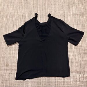 VERO MODA Women's V-Neck Short Sleeve Top Size M In Black